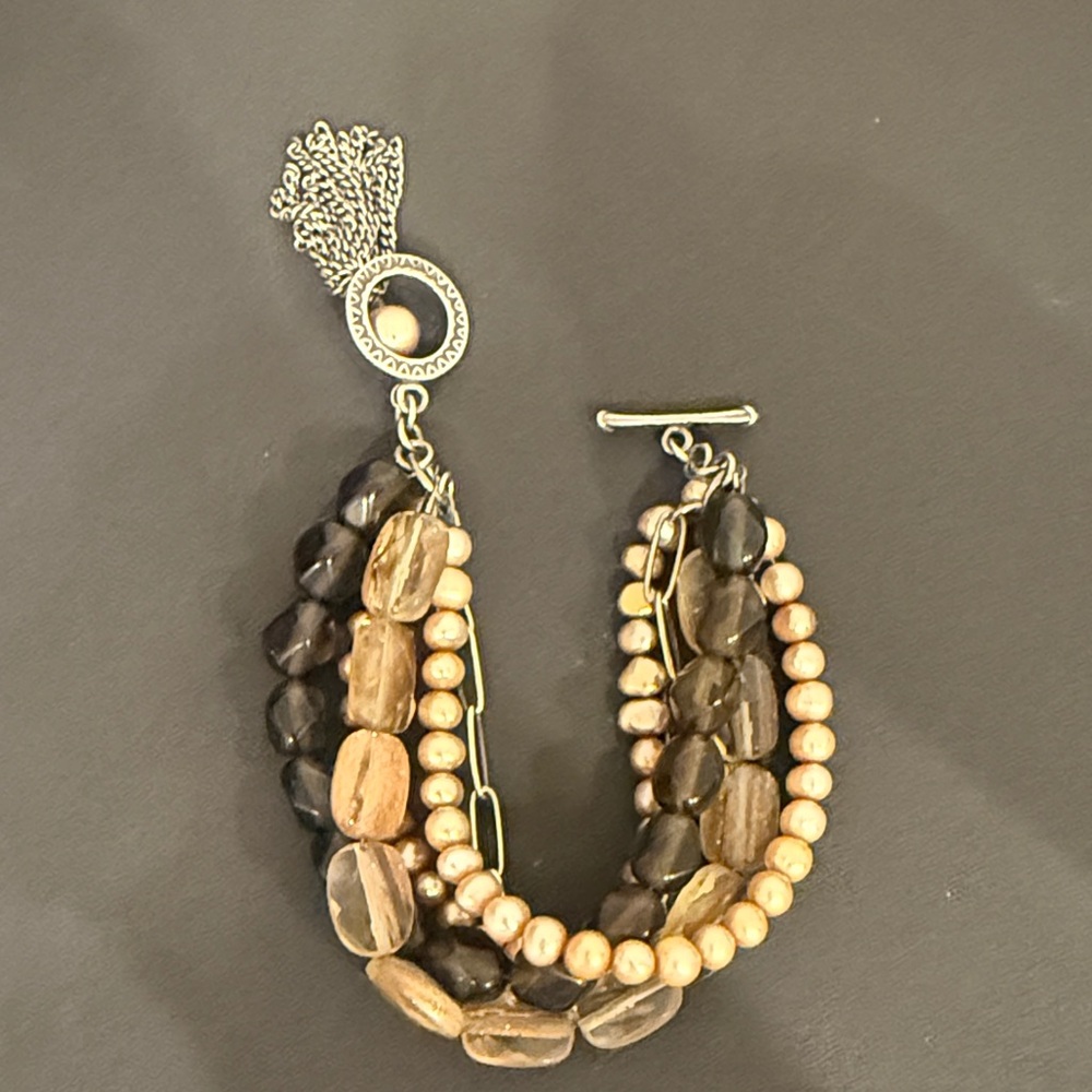 Retired Silpada, five strand Smokey quartz and copper pearl bracelet.